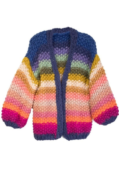 Rainbow Hand Knitted Cardigan - Multicolor