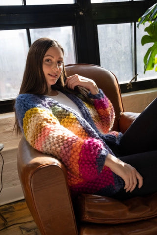 Rainbow Hand Knitted Cardigan - Multicolor - FINAL SALE