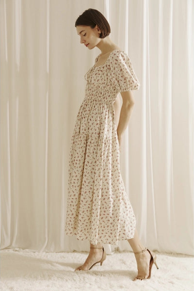 Floral Prairie Midi Dress - Cream - FINAL SALE