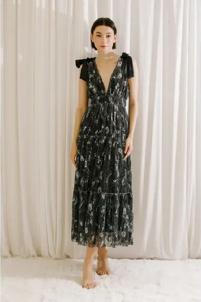 Glittering Goddess Maxi Dress - Black - FINAL SALE