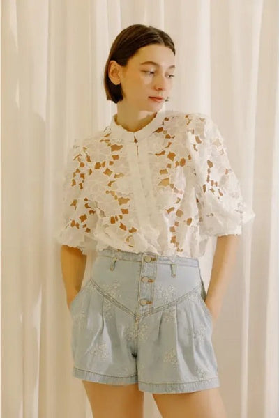 White Floral Lace Top
