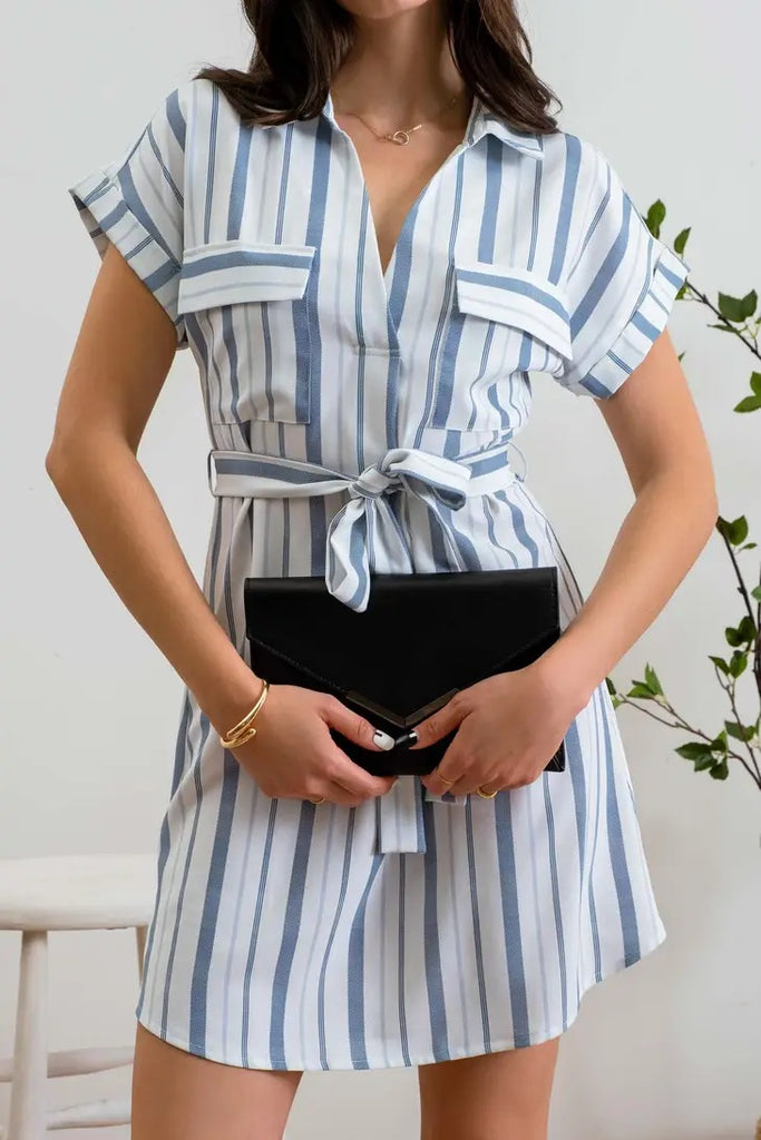 Robyn Striped Shirt Dress - FINAL SALE – Belle à Nouveau