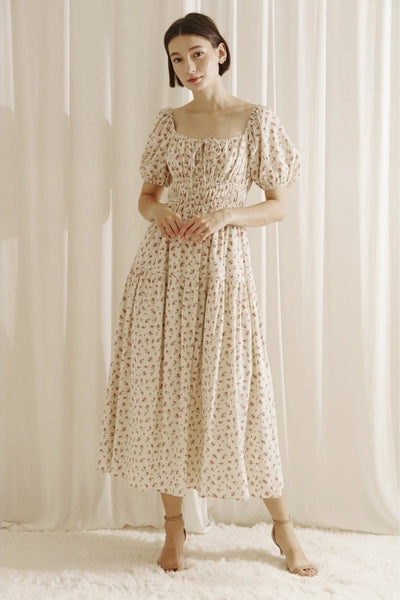 Floral Prairie Midi Dress - Cream - FINAL SALE