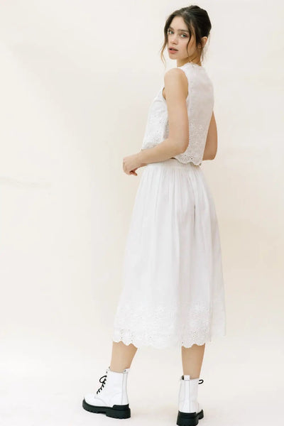White Lace Hem Skirt