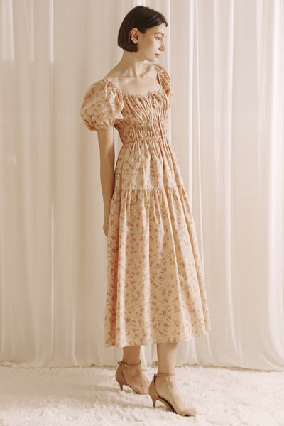 Floral Prairie Midi Dress - Dark Blush - FINAL SALE