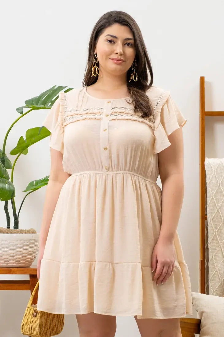Kendra Plus Flutter Sleeve Mini Dress
