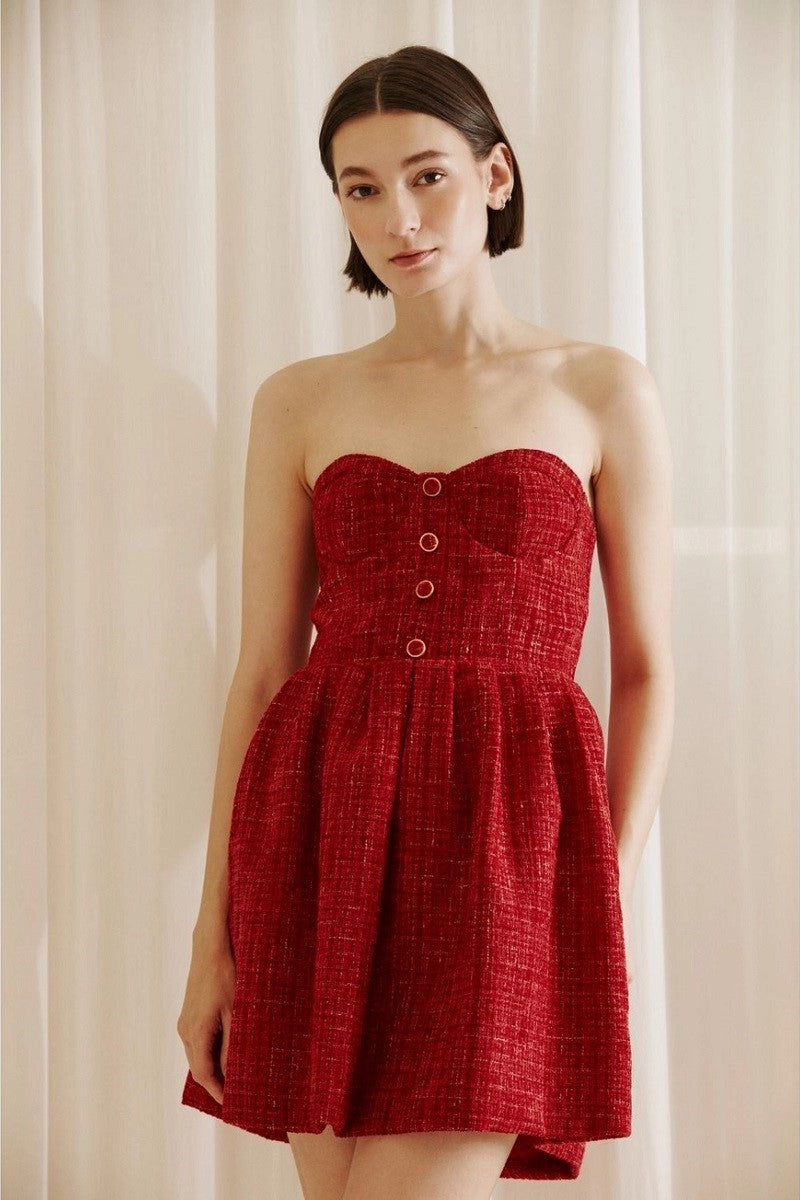 Red Tweed Mini Dress