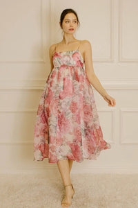 Pink Roses Baby Doll Strappy Dress - FINAL SALE