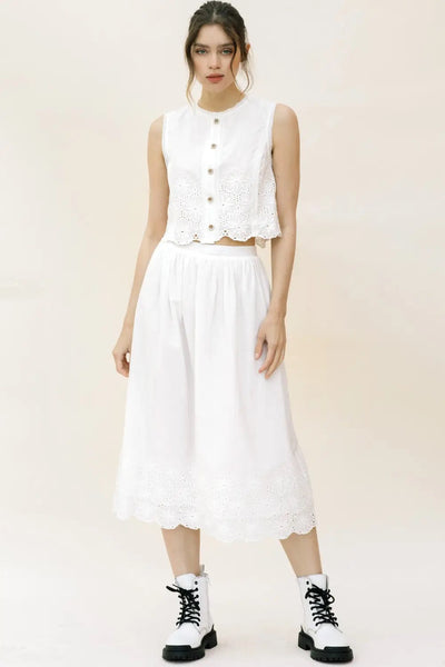 White Lace Hem Skirt
