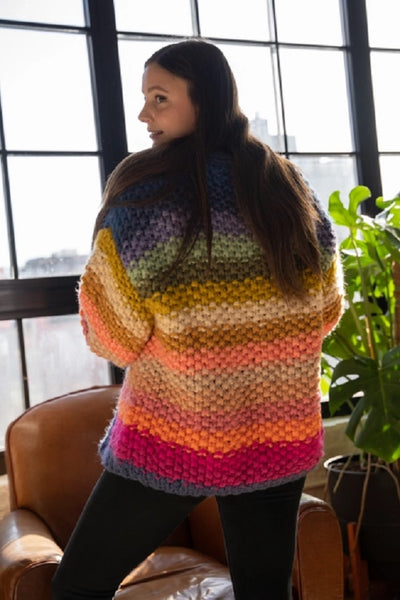 Rainbow Hand Knitted Cardigan - Multicolor