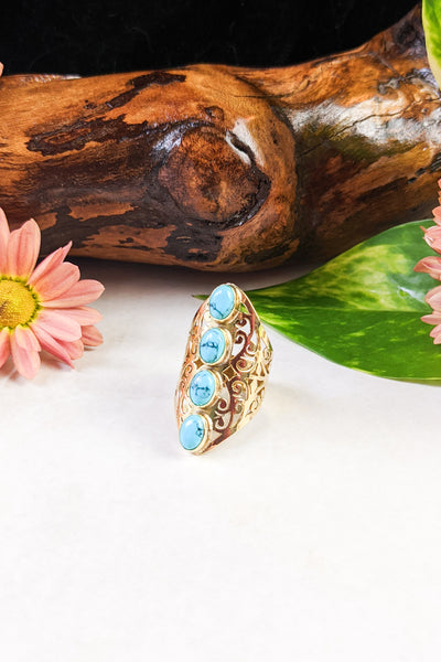 Filigree and Turquoise Statement Ring