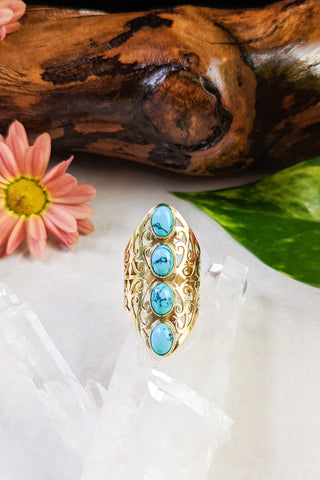 Filigree and Turquoise Statement Ring - FINAL SALE