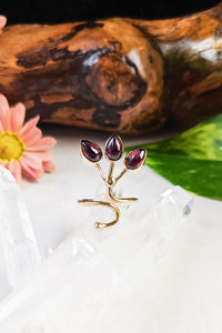 Triple Blossom Garnet Ring