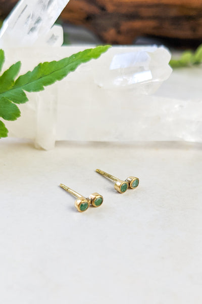 Tiny Dual Emerald Studs - FINAL SALE