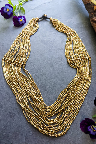 20-Strand Collar Necklace - Brass