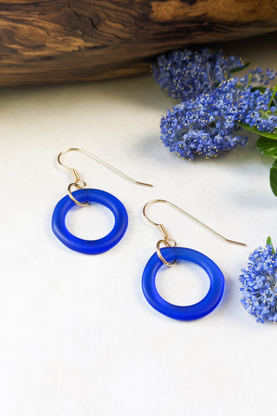 Seaglass Style Simple Earrings - Cobalt