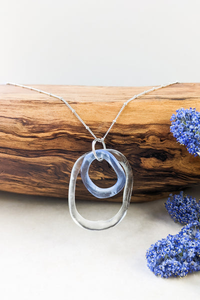 Small Wave Pendant Necklace - Periwinkle and Clear