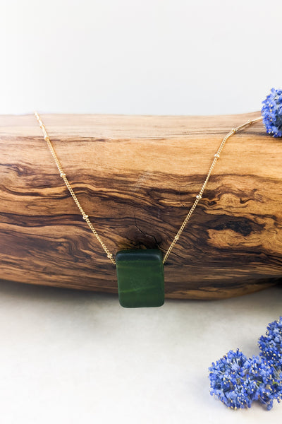 Simple Cube Necklace - Pine