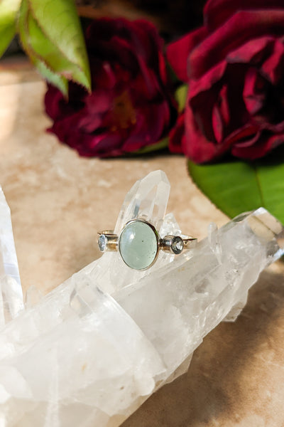 Aquamarine and Topaz Sterling Silver Ring - FINAL SALE