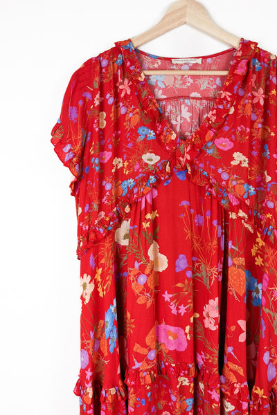 Pre-Loved Wild Bloom Maxi Dress - Red - FINAL SALE