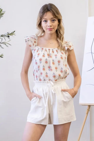 Taylor Floral Flutter Sleeve Top