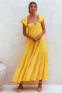 Nymph Summer Linen Maxi Dress - Sunglow