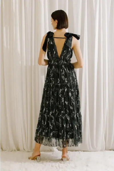 Glittering Goddess Maxi Dress - Black