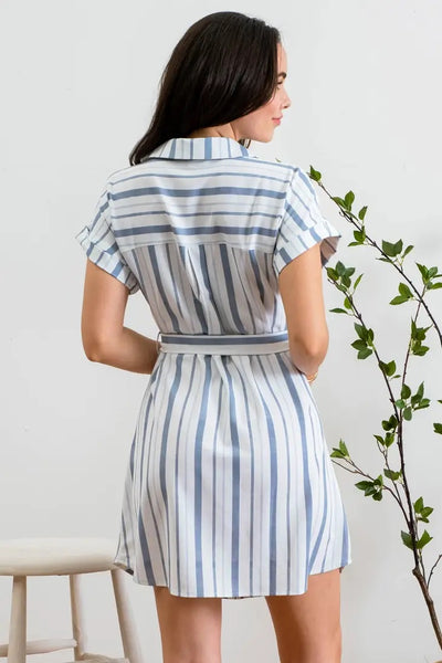 Robyn Striped Shirt Dress