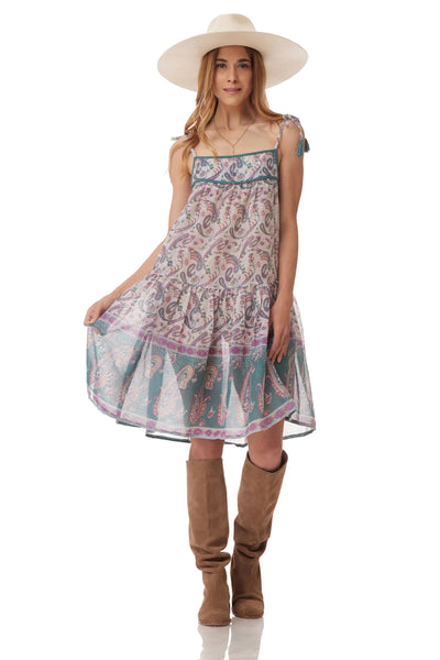 Betsy Printed Short Dress Teal - FINAL SALE