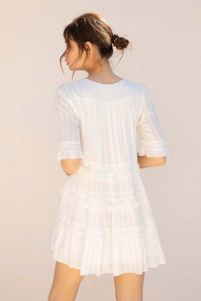 Devotion White Lace Short Sleeve Midi Dress