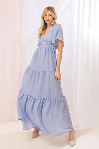 Talia Flutter Sleeve Maxi Dress - FINAL SALE