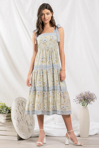 Emma Stripes and Florals Midi Dress - FINAL SALE