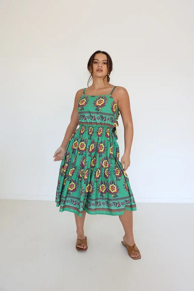 LuLu Dress - Parrot Sunflower Print