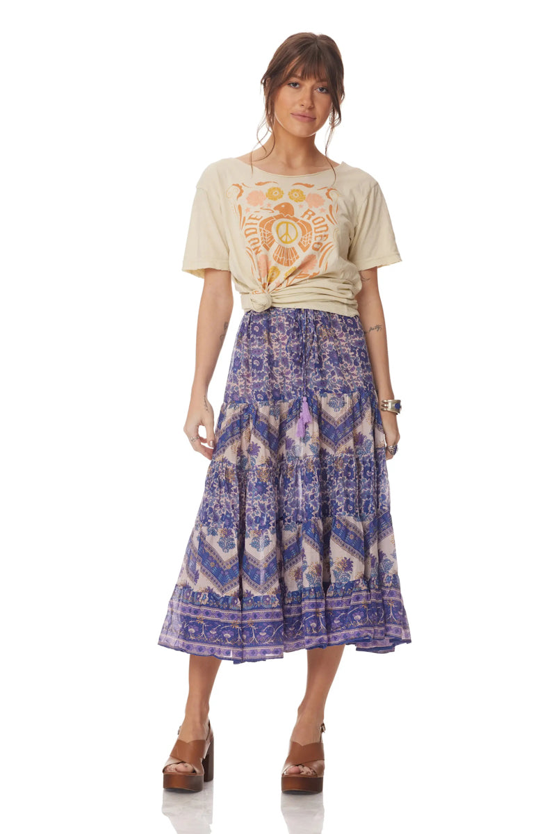 Rosa Printed Midi Skirt - Liberty Blue - FINAL SALE
