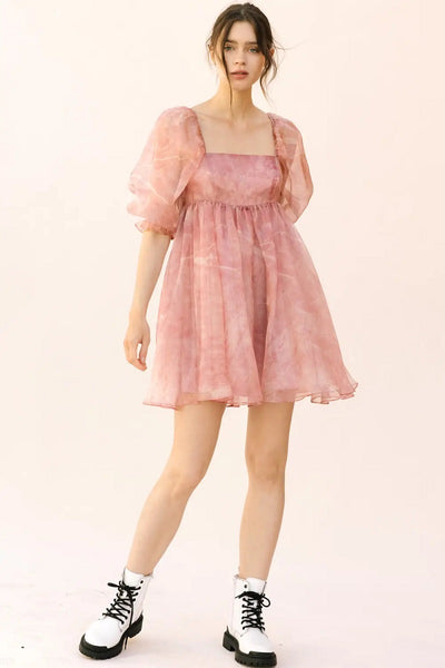 Marble Baby Doll Mini Dress - FINAL SALE