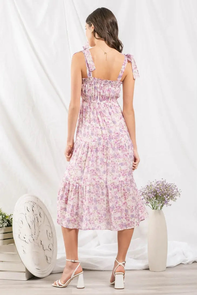 Darcy Ribbon Tie Midi Dress - Pink - FINAL SALE – Belle à Nouveau