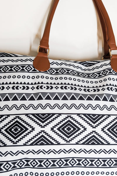 Black and White Patterned Weekender - FINAL SALE