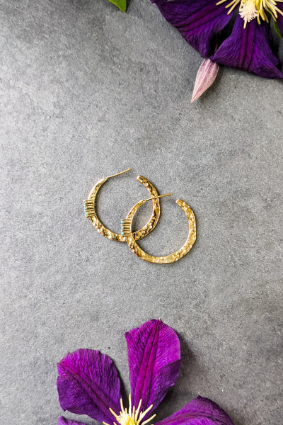Turquoise Accent Hoop Earrings - FINAL SALE