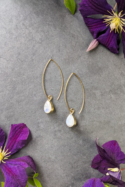 Moonstone and Brass Threaders - FINAL SALE