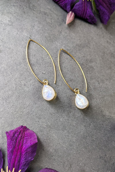 Moonstone and Brass Threaders - FINAL SALE