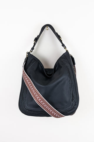 Aris Whipstitch Hobo Bag with Guitar Strap - Black