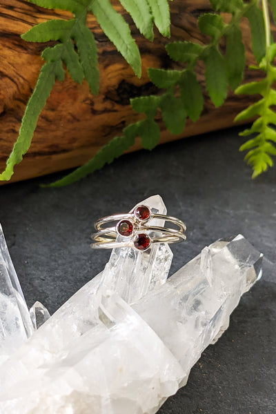 Garnet and Silver Stacking Ring