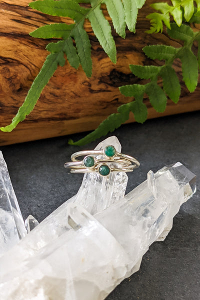 Emerald and Silver Stacking Ring