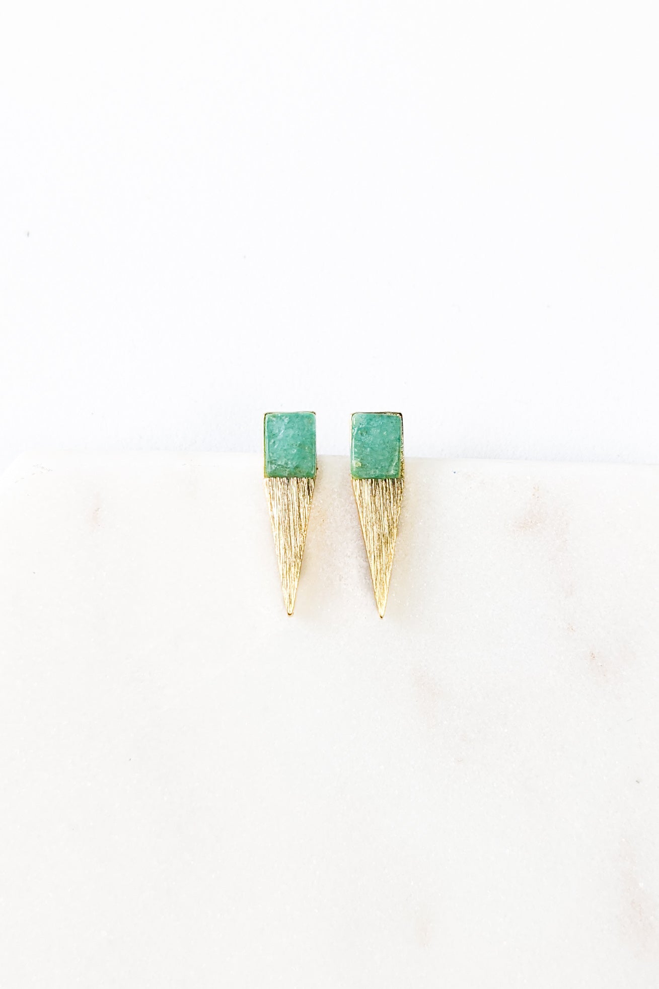 Jade and Gold Point Studs - FINAL SALE