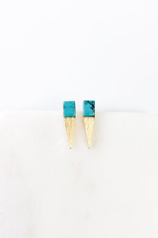 Turquoise and Gold Point Studs - FINAL SALE