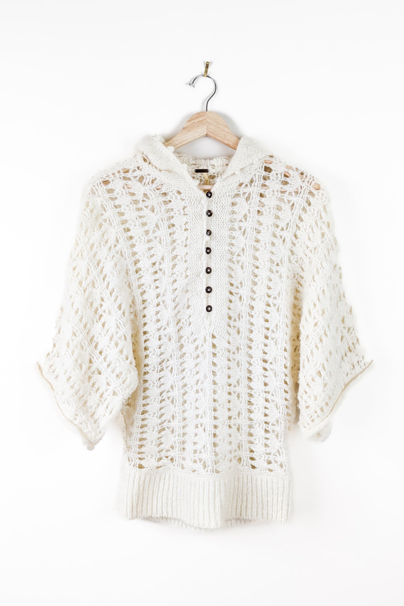 Pre-Loved Ivory Open-Knit Crochet Sweater