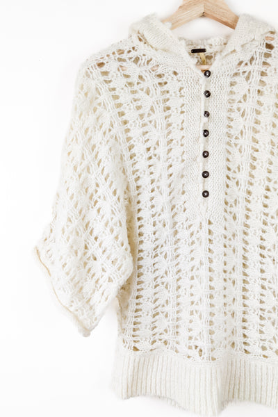Pre-Loved Ivory Open-Knit Crochet Sweater