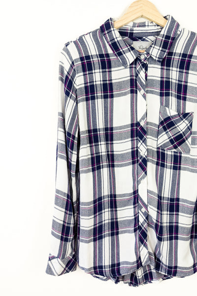 Pre-Loved Hunter Plaid Shirt - White/Navy/Orchid