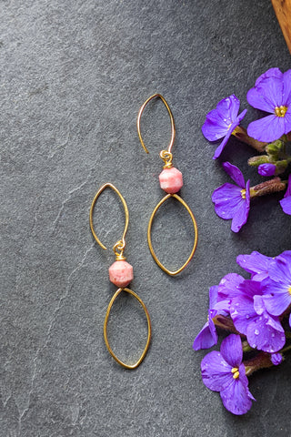 Oval Drop Earrings - Pink Opal - FINAL SALE