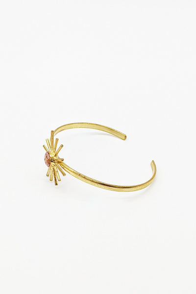 Sunshine Bracelet Cuff - Pink Opal and Gold Leaf - FINAL SALE